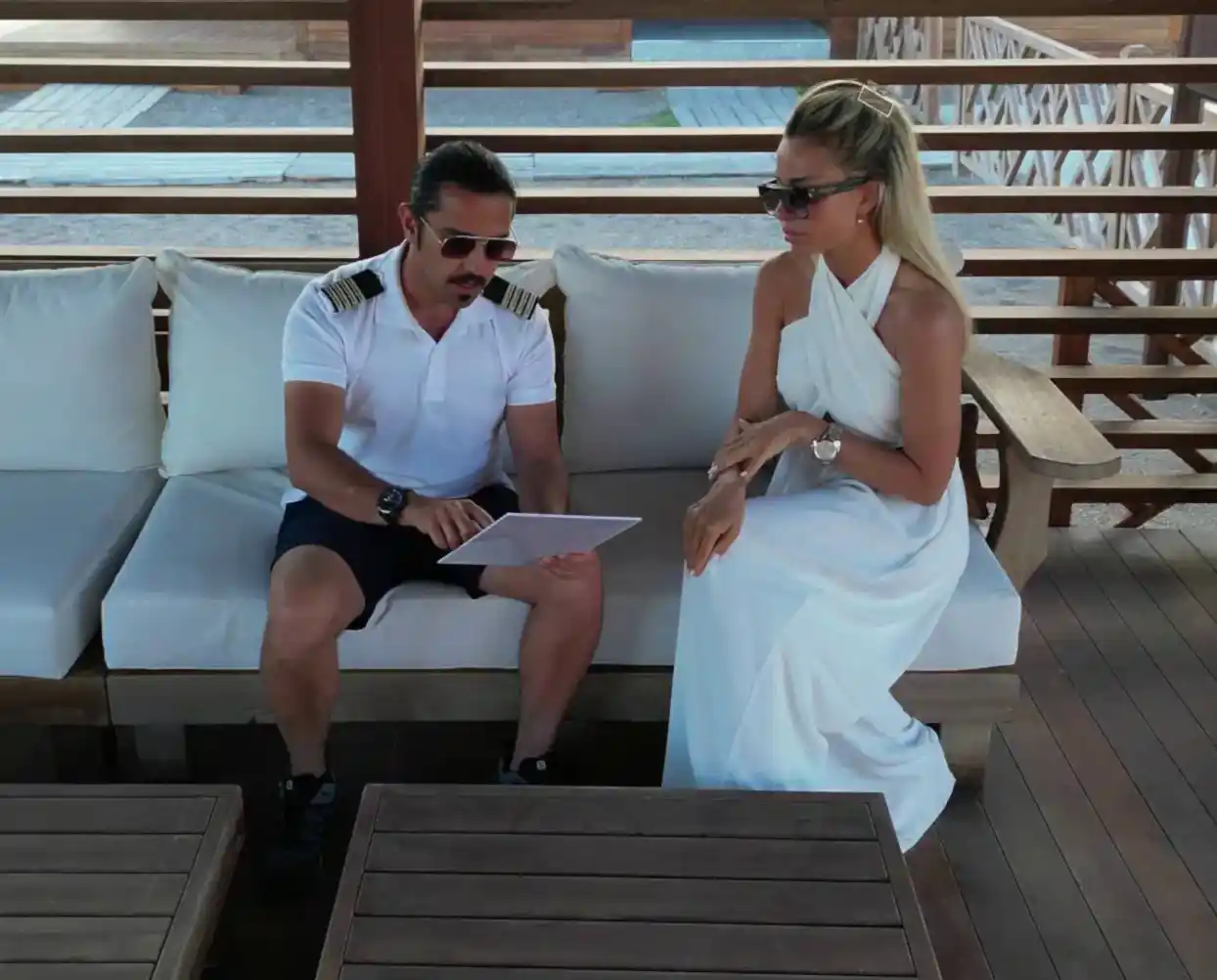 Royal Fly pilot and passenger preparing for Antalya helicopter tour