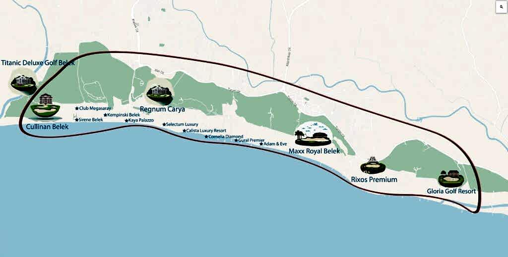 Belek Helicopter Tour Route